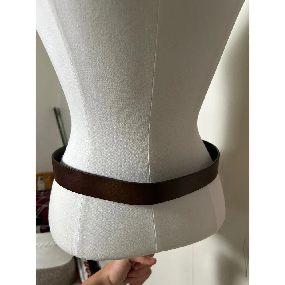 Kids Large Dark Brown Leather Belt Silver Buckle Classic School Uniform